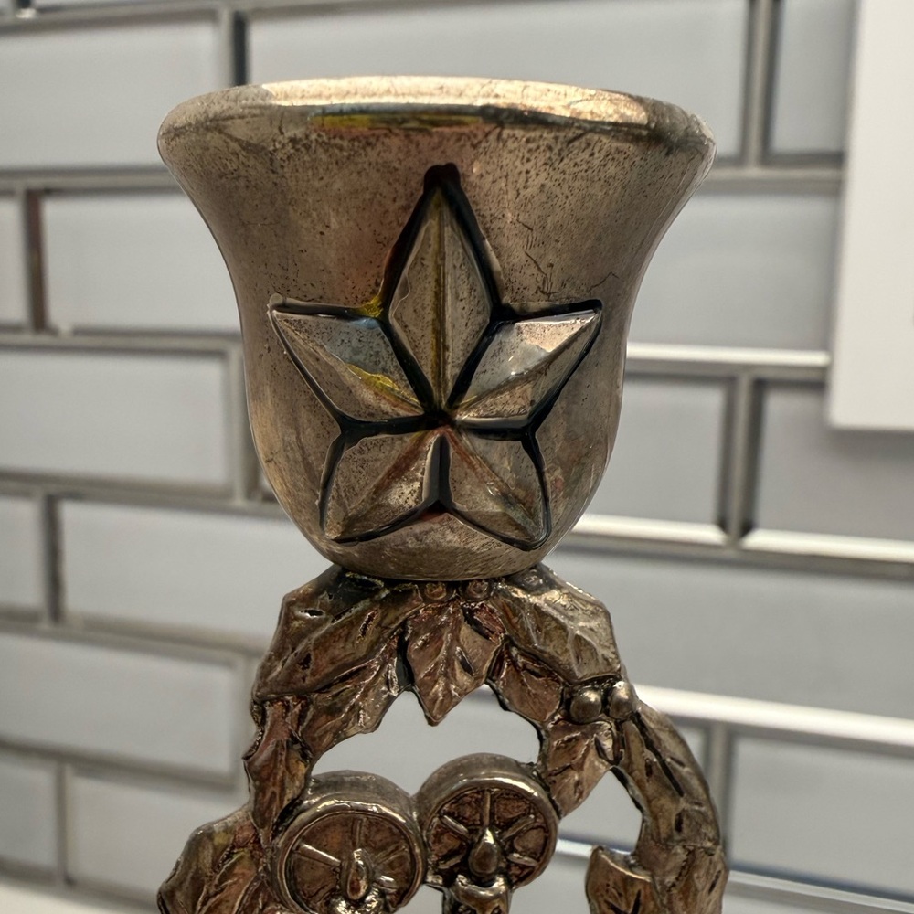 Vintage Enesco Silver Plated Christmas Tree Candle Holders Filigree-style Retro - Picture 9 of 16